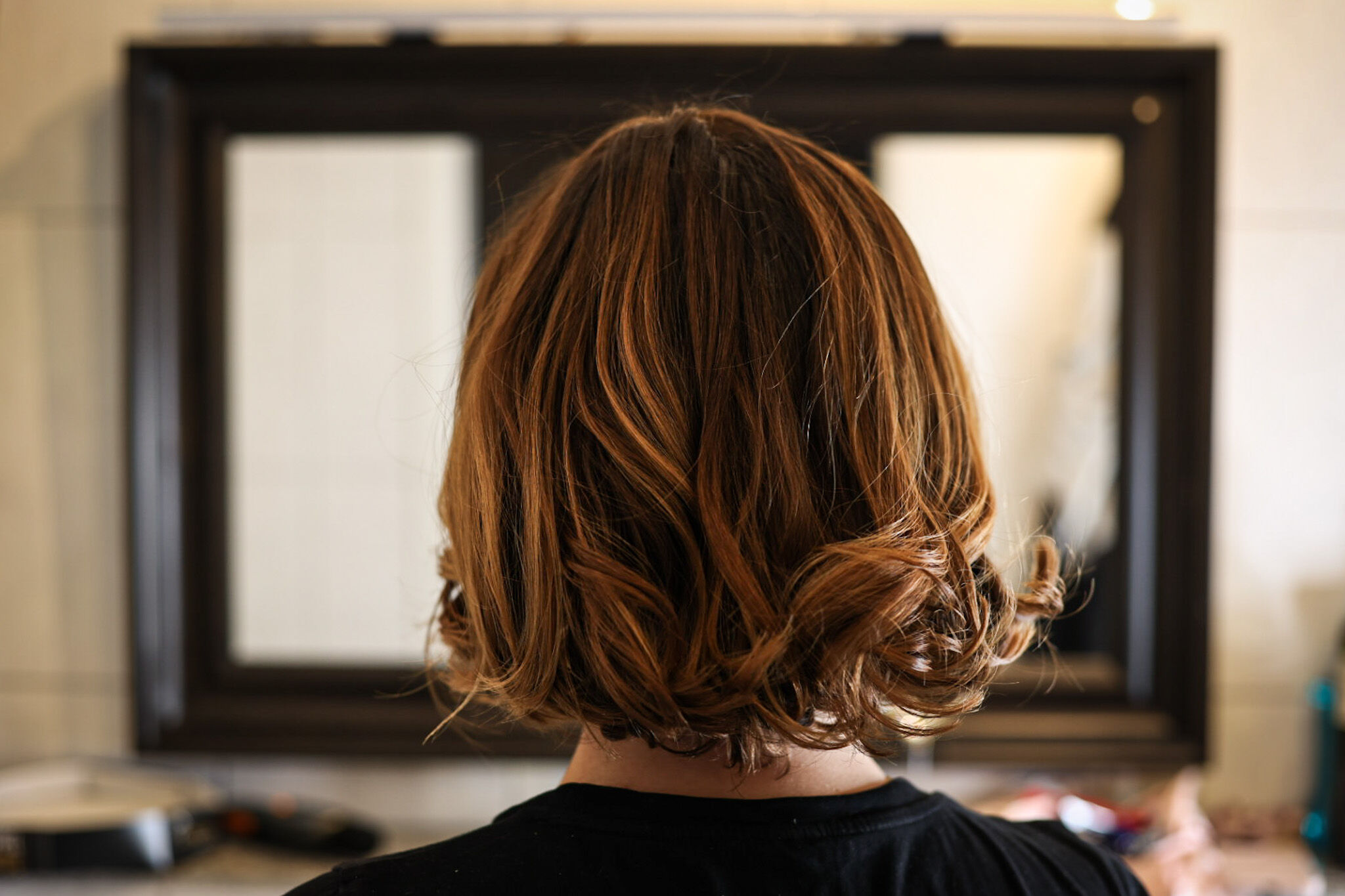 You can see the finished curls with the Shark FlexStyle. 